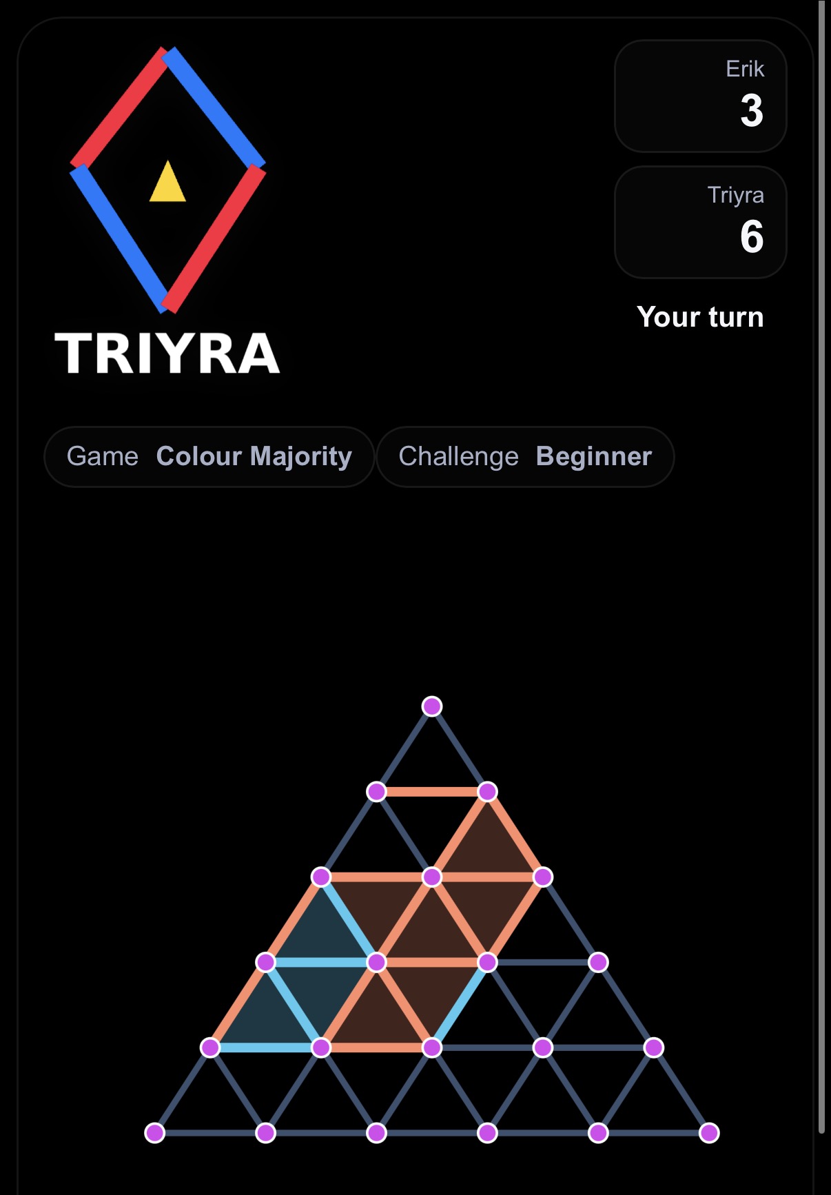 Classic Triangles on the Triyra online board